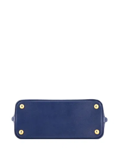 Pre-owned Prada Promenade Bag Saffiano Leather Small Satchel In Blue