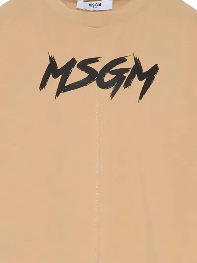 Msgm Short-sleeve T-shirt In Brown