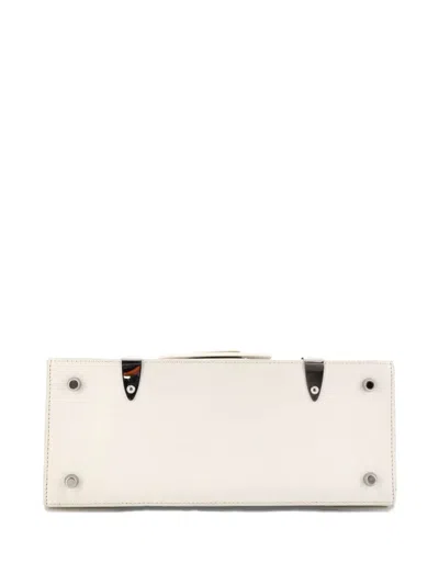 Pre-owned Goyard Saigon Top Handle Bag Coated Canvas With Leather Pm Satchel In White