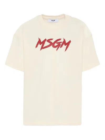 Msgm Short-sleeve T-shirt In White