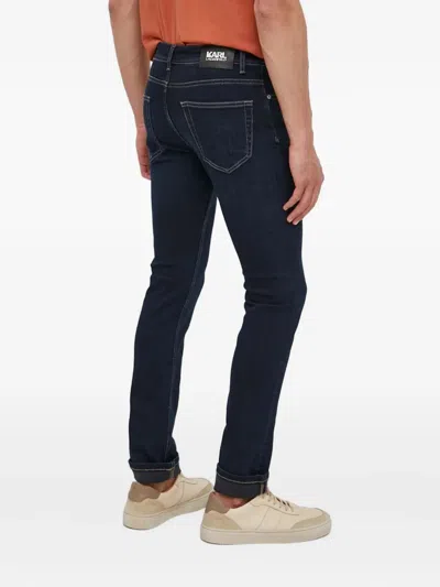 Karl Lagerfeld Logo Patch Jeans In Blue