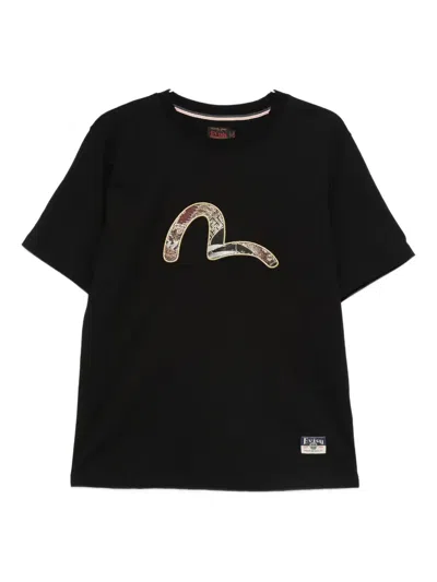 Evisu Seagull Brocade T-shirt In Black