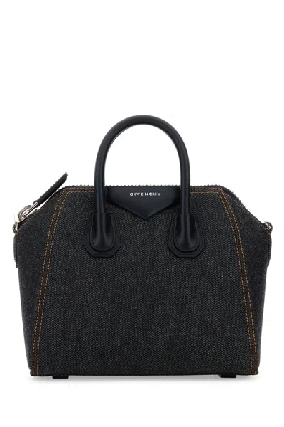Givenchy Denim Mini Antigona Handbag In Blue
