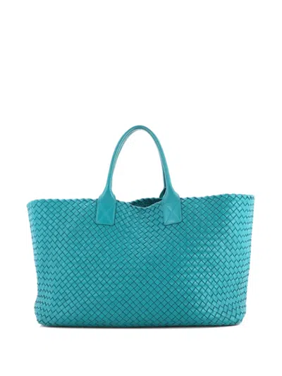 Pre-owned Bottega Veneta Cabat Intrecciato Nappa Medium Tote Bag In Blue