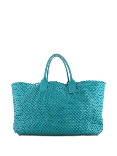 Pre-owned Bottega Veneta Cabat Intrecciato Nappa Medium Tote Bag In Blue