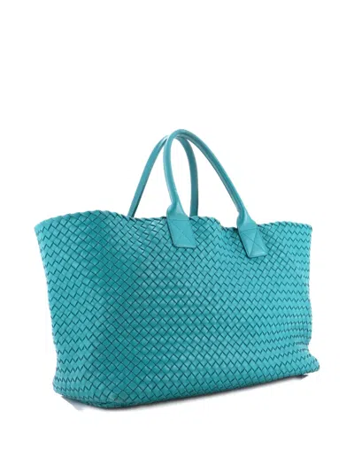 Pre-owned Bottega Veneta Cabat Intrecciato Nappa Medium Tote Bag In Blue