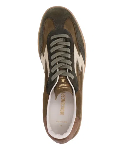 Moa Master Of Arts Lightning-bolt Suede Sneakers In Brown