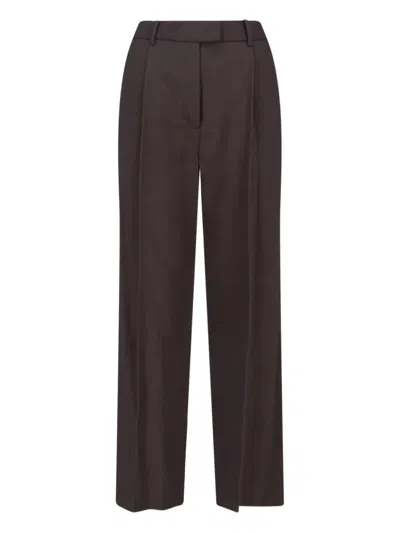 Low Classic Tailored Trousers With Pockets And Loops In Brown