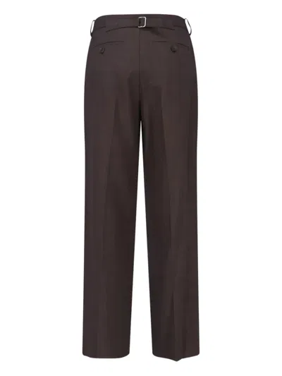 Low Classic Tailored Trousers With Pockets And Loops In Brown