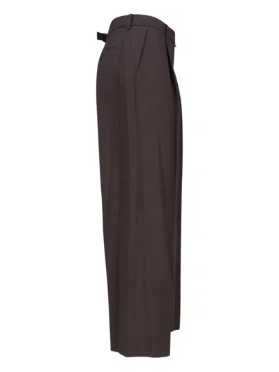 Low Classic Tailored Trousers With Pockets And Loops In Brown
