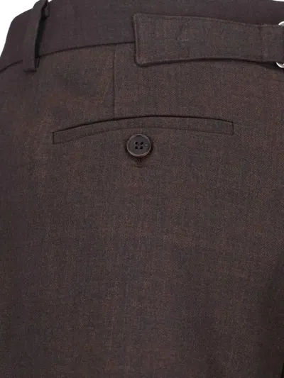 Low Classic Tailored Trousers With Pockets And Loops In Brown