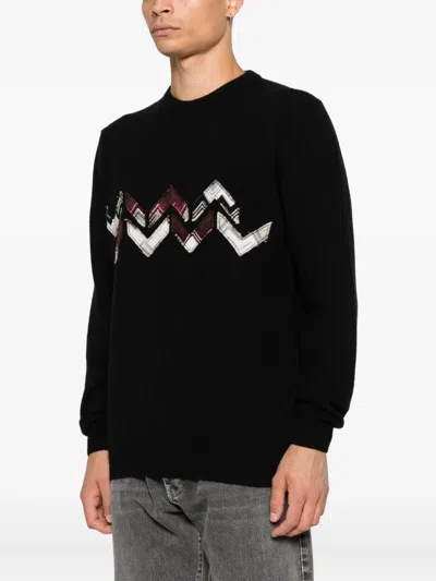 Missoni Wool Sweater With Zigzag Detail And Long Sleeves In Black