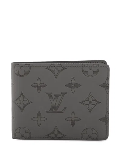 Pre-owned Louis Vuitton 2021-2025 Monogram Shadow Multiple Wallet Small Wallets In Gray