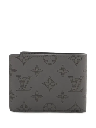 Pre-owned Louis Vuitton 2021-2025 Monogram Shadow Multiple Wallet Small Wallets In Gray