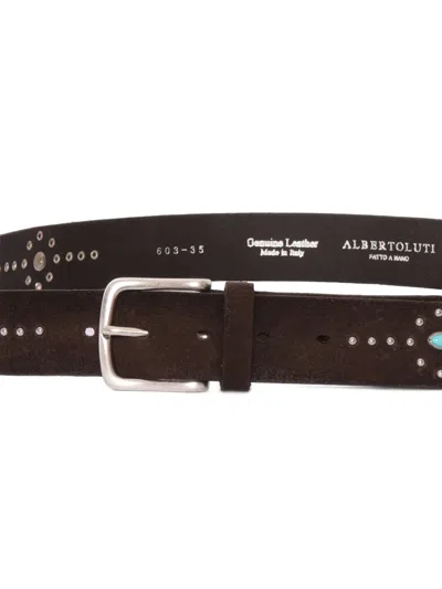 Alberto Luti Suede Studded Belt In Brown