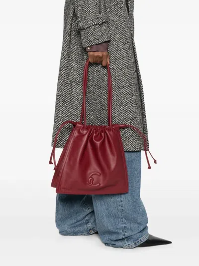 Coccinelle Logo-embossed Leather Tote Bag In Red