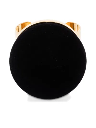 Moschino Logo-engraved Cuff Bracelet In Black