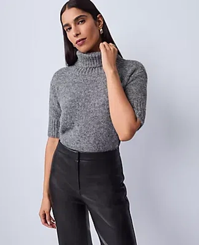 Ann Taylor Turtleneck Elbow Sleeve Sweater Tee In Gray