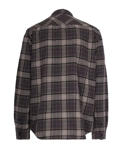 Off-white Dark Grey Cotton Spray Book Check Flan Reg Shirt In Gray