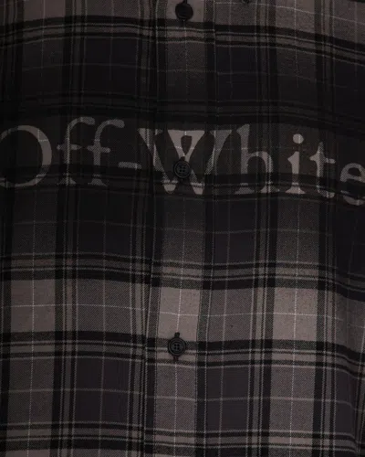 Off-white Dark Grey Cotton Spray Book Check Flan Reg Shirt In Gray