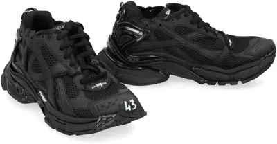 Balenciaga Men Runner Mesh And Leather Sneakers In Black