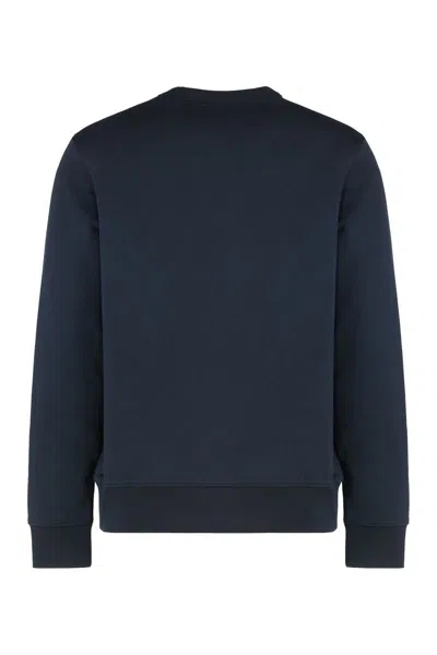 Hugo Boss Logo-embroidered Cotton Sweatshirt In Blue