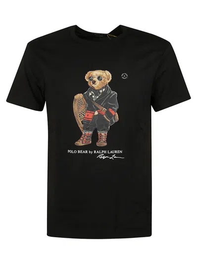 Polo Ralph Lauren Mens Fa25 Black Holiday Bear Bear-print Short-sleeve Cotton T-shirt In Black