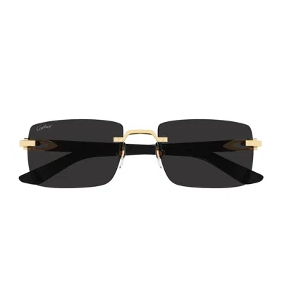 Cartier Rectangle-frame Sunglasses In Black