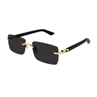 Cartier Rectangle-frame Sunglasses In Black