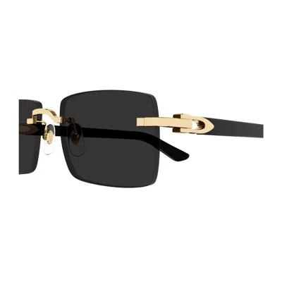 Cartier Rectangle-frame Sunglasses In Black