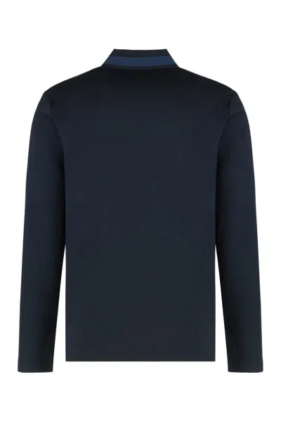 Hugo Boss Polo Sweater In Virgin Wool With Embroidered Logo In Blue