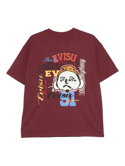 Evisu Logo-print T-shirt In Burgundy