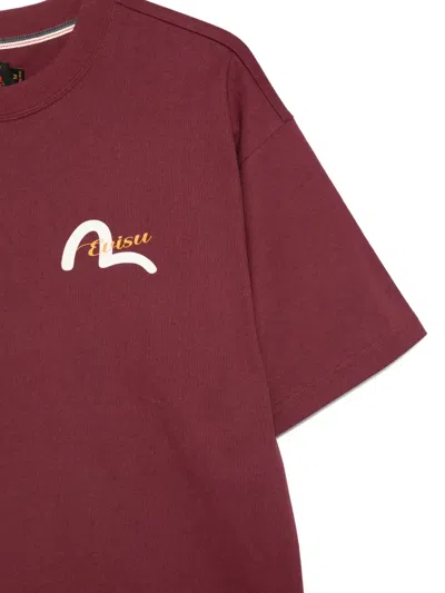 Evisu Logo-print T-shirt In Burgundy