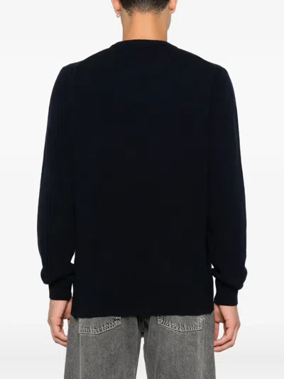 Missoni Crew Neck Sweater With Zigzag Detail In Blue
