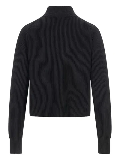 Max Mara Ribbed Funnel-neck Sweater In Blue
