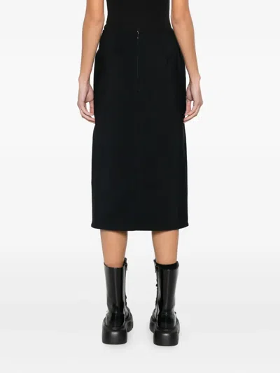 Plan C Cut-out Midi Skirt In Black