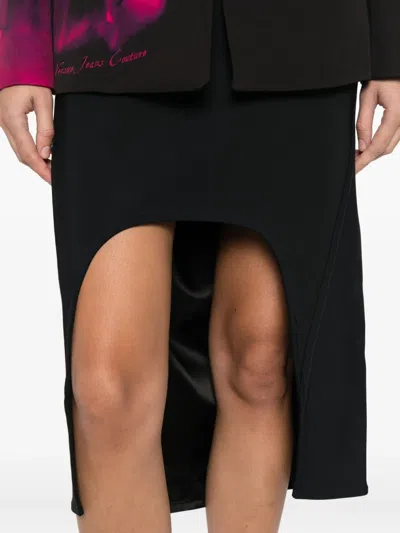 Plan C Cut-out Midi Skirt In Black