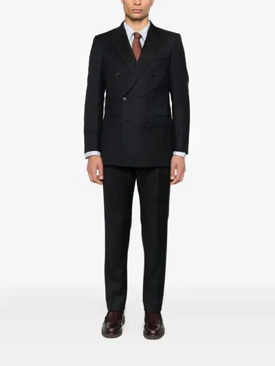Caruso Double-breasted Suit In Blue