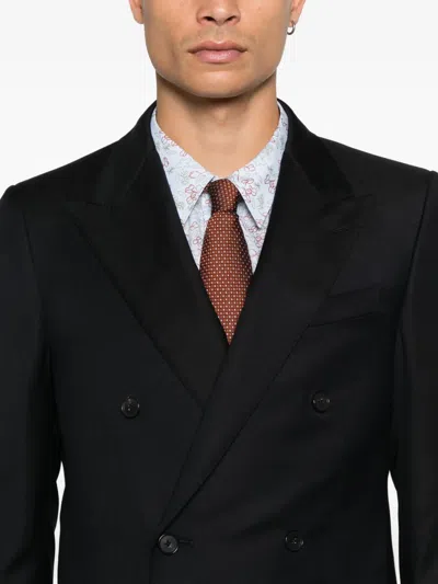 Caruso Double-breasted Suit In Blue