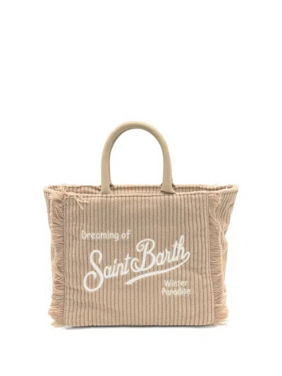 Mc2 Saint Barth Mini Vanity Corduroy Tote Bag In Neutral