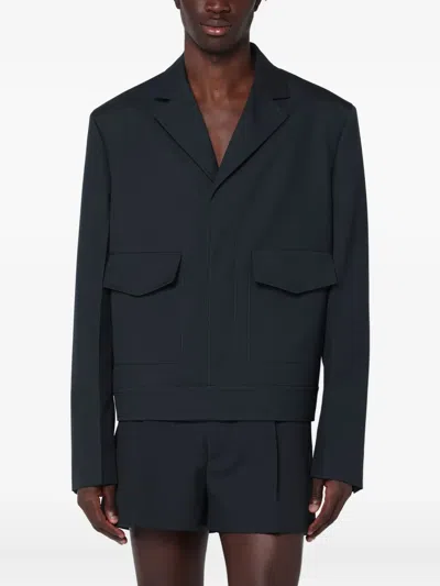 Gucci Dark Grey Jacket In Wool Gabardine Men In Blue