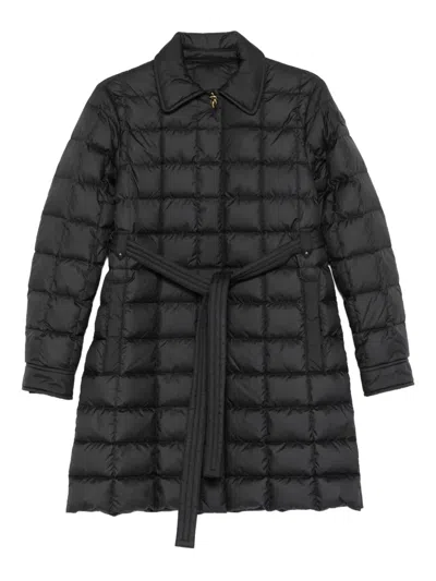 Moncler Quilted Belted Coat In Black