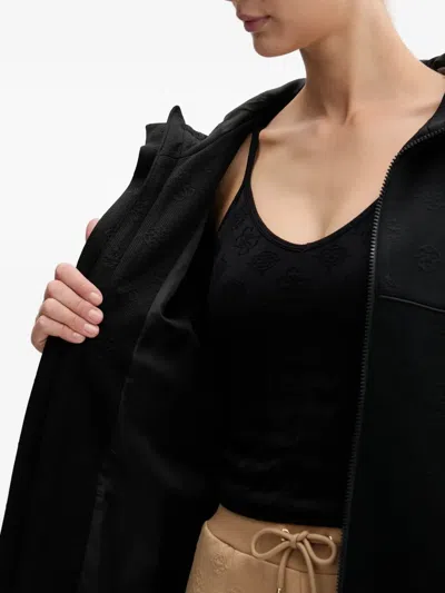 Guess Usa Peony Hooded Patterned Jacket In Black