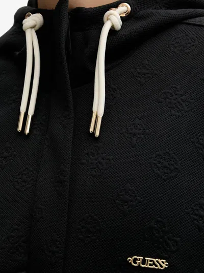 Guess Usa Peony Hooded Patterned Jacket In Black