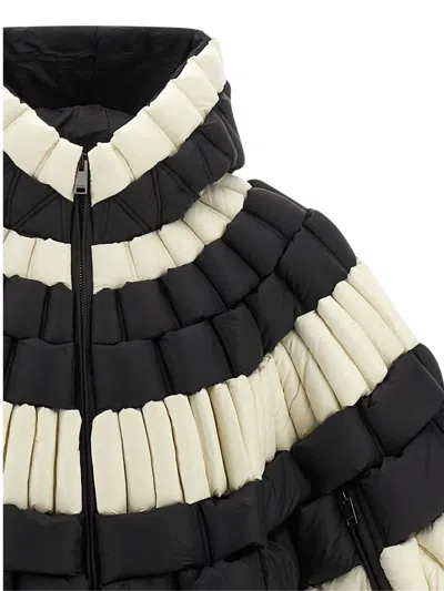 Raxxy Striped Hooded Cape In Black