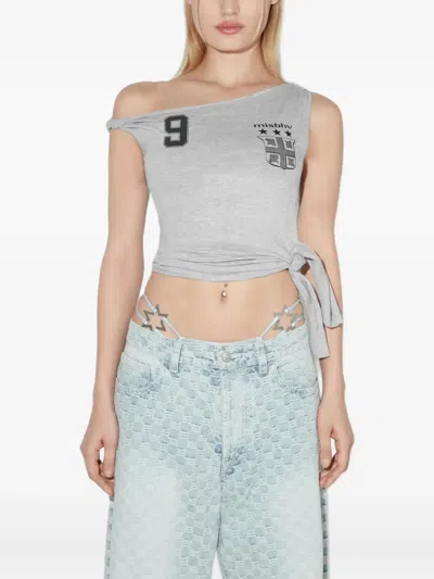 Misbhv Knotted-graphic Football Top In Gray