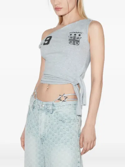 Misbhv Knotted-graphic Football Top In Gray