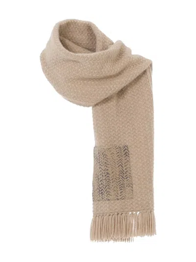 Giorgio Armani Fringed-hem Scarf In Brown