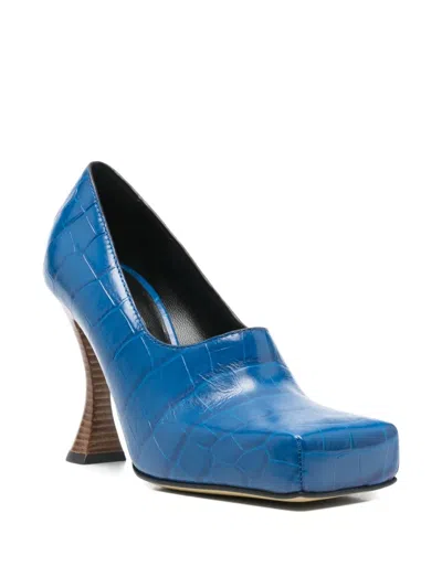 Moschino 100mm Crocodile-effect Pumps In Blue