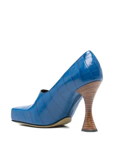 Moschino 100mm Crocodile-effect Pumps In Blue
